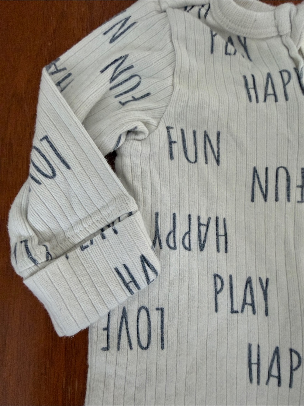 🍊5/$25 Rabbit + Bear Organic Ribbed Footed One-Piece with Navy Lettering - Picture 4 of 6